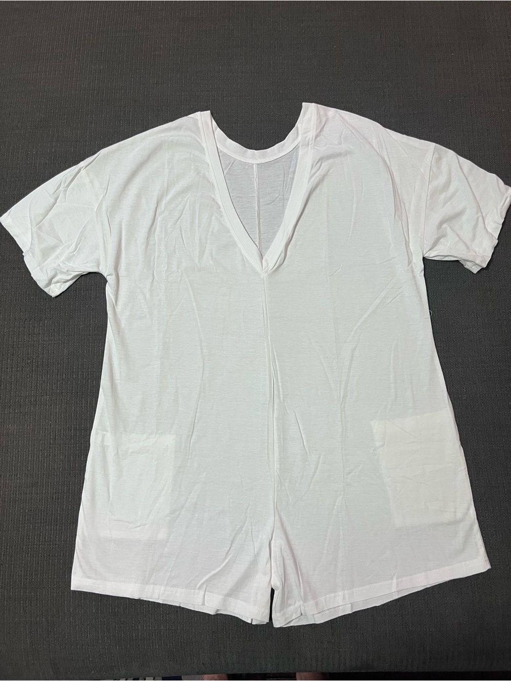 White V-Neck Short Sleeve Romper